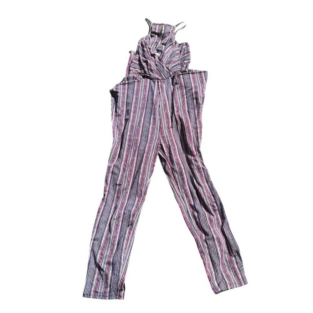 BCBGeneration Women's Sm Striped Surplice V-Neck Sleeveless Jumpsuit Purple Red - Picture 2 of 8